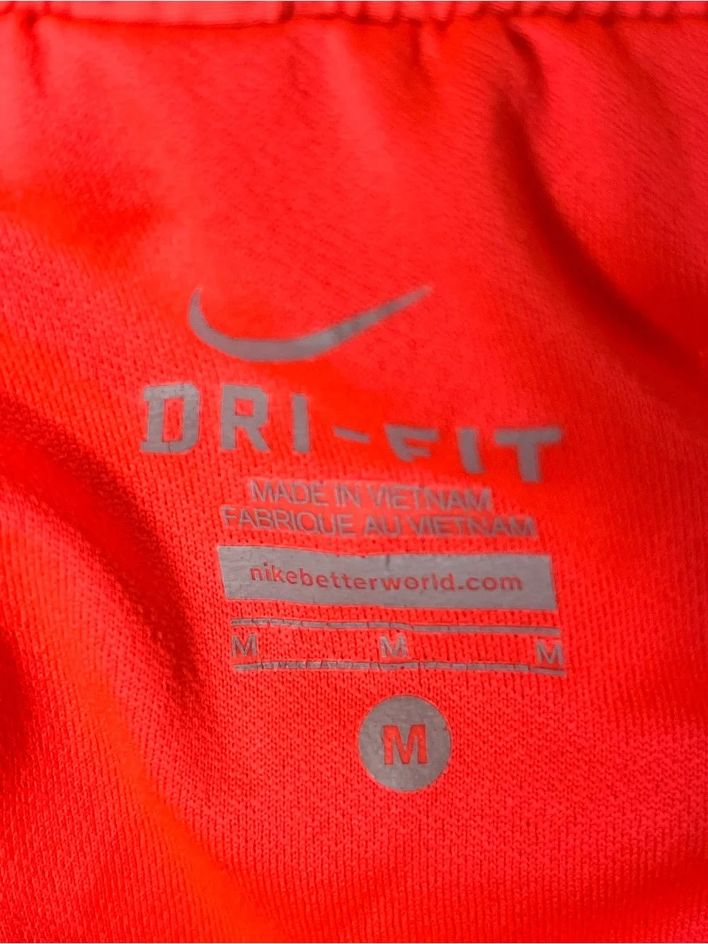 Nike Women's Dri-Fit Neon Coral Orange Triangle Print Athletic Running Shorts M